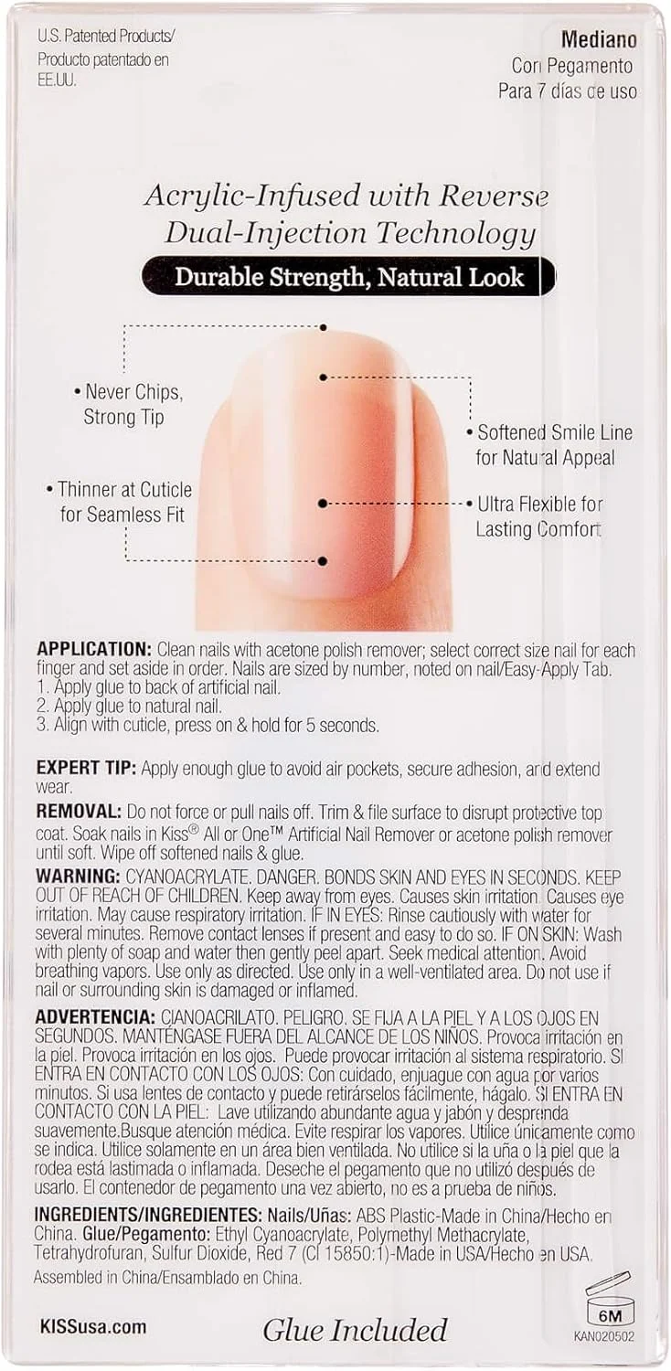 ناخن های مصنوعی فرنچ اکریلیک نود Kiss Salon، Kan07C