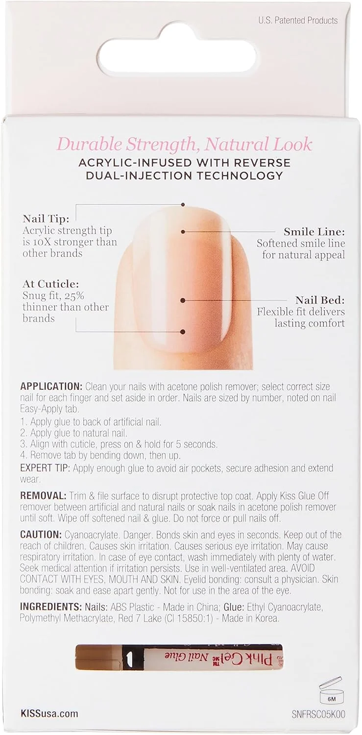 ناخن مصنوعی فرنچ آکریلیک سالن کیس مدل Kan01، رنگ نود، 28 عددی