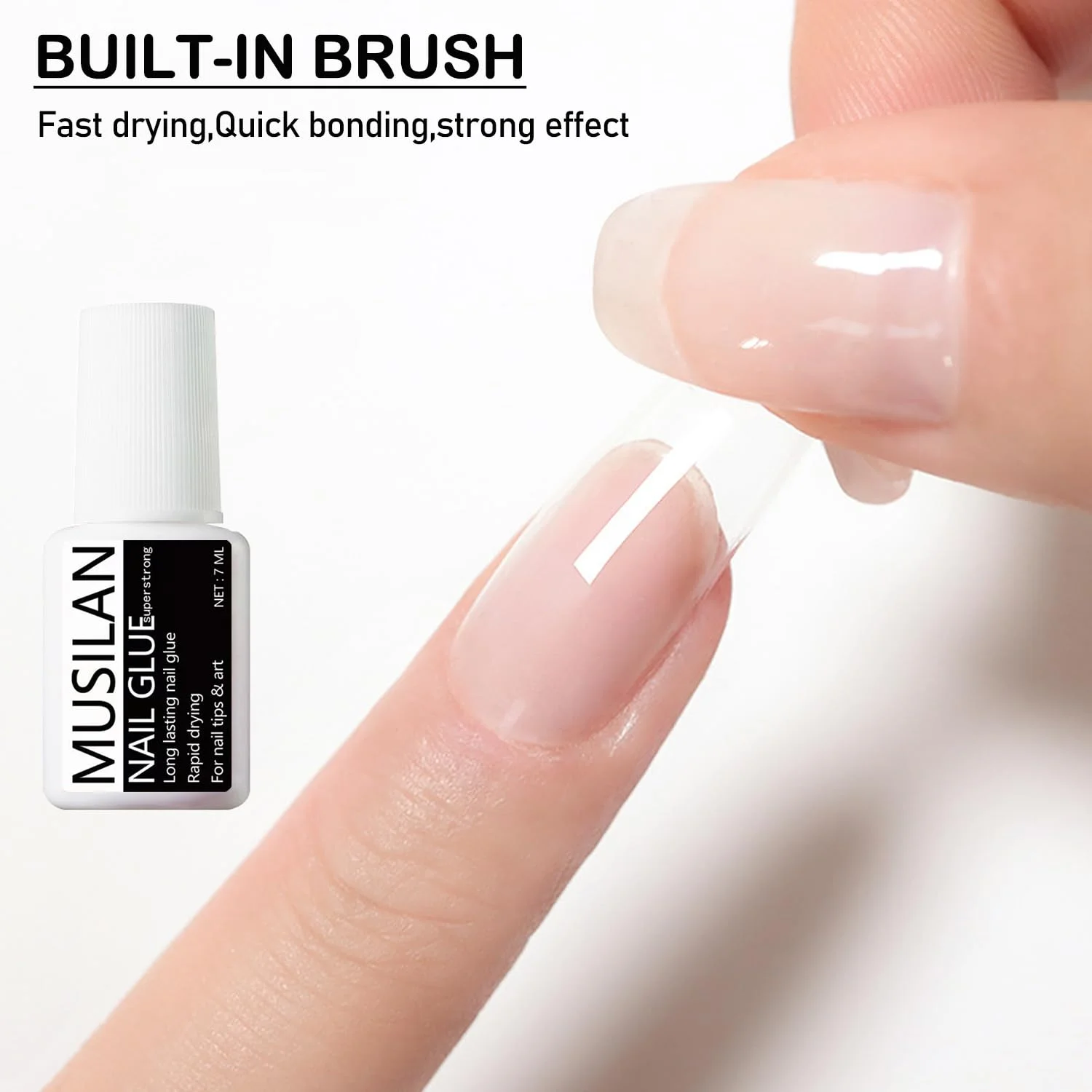 چسب ناخن MUSILAN برای ناخن های مصنوعی، تیپ ناخن و ناخن های اکریلیک (28 میلی لیتر) چسب فوق العاده قوی و ماندگار برای چسباندن ناخن، چسب ناخن ژلی با برس برای ناخن های اکریلیک و ناخن های مصنوعی