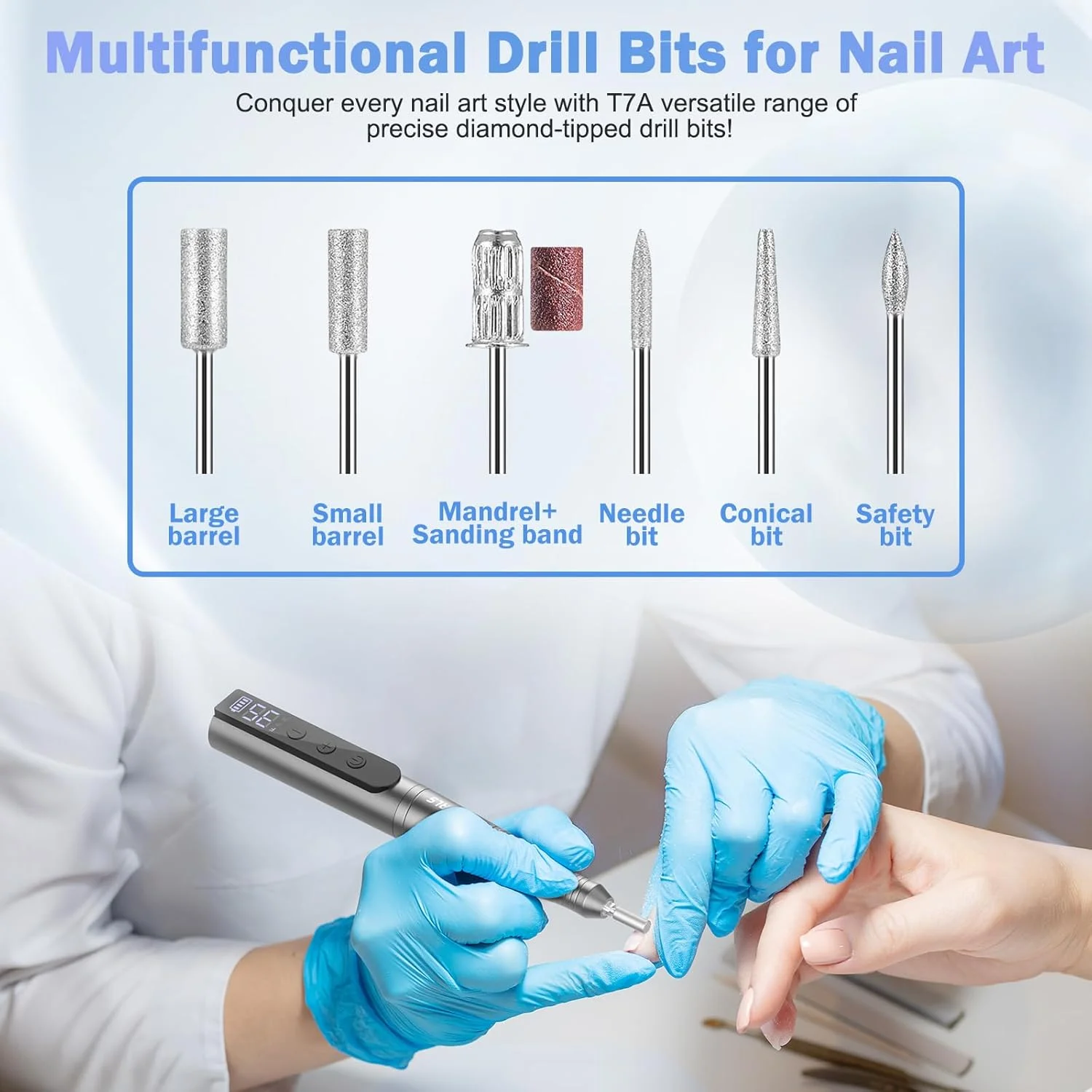 دستگاه سوهان برقی ناخن بدون سیم NAILGIRLS، سوهان برقی قابل حمل 35000 دور در دقیقه به همراه مجموعه سر سوهان برای سوهان کاری ناخن های اکریلیک، مانیکور و پدیکور - خاکستری