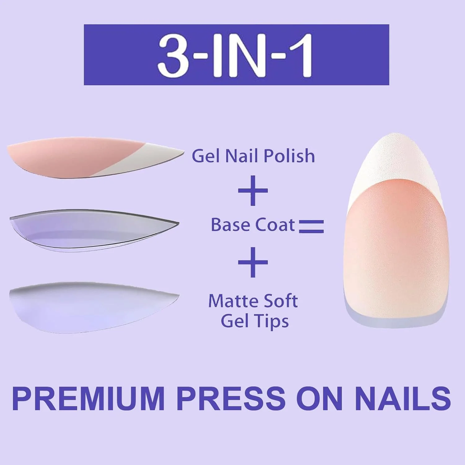 ناخن مصنوعی پوشش کامل اوشیما، لبه فرانسوی سفید، ناخن های اکریلیک مصنوعی، نوک ناخن ژلی بادامی کوتاه برای طراحی ناخن، ناخن مصنوعی صورتی هلویی، نوک سفید، 15 سایز، دارای پرایمر و لایه پایه