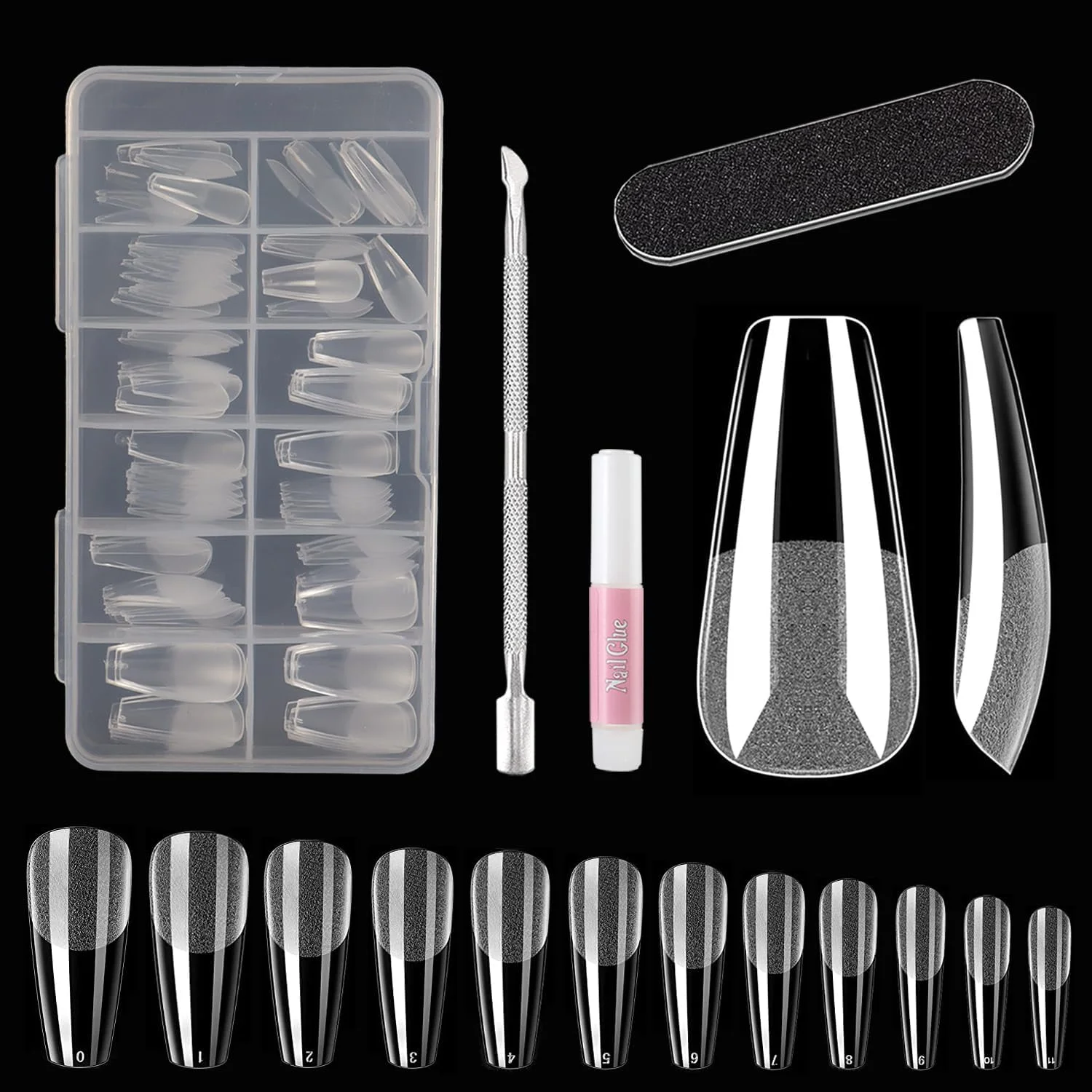 تیپ ناخن ژلی تابوتی MUSILAN، 120 عدد تیپ ناخن ژلی نیمه مات، 12 سایز تیپ ناخن مصنوعی تابوتی بلند، تیپ ناخن اکریلیک شفاف، تیپ ناخن بالرین مدل تابوتی، ناخن های پرسی، تیپ های اکستنشن ناخن