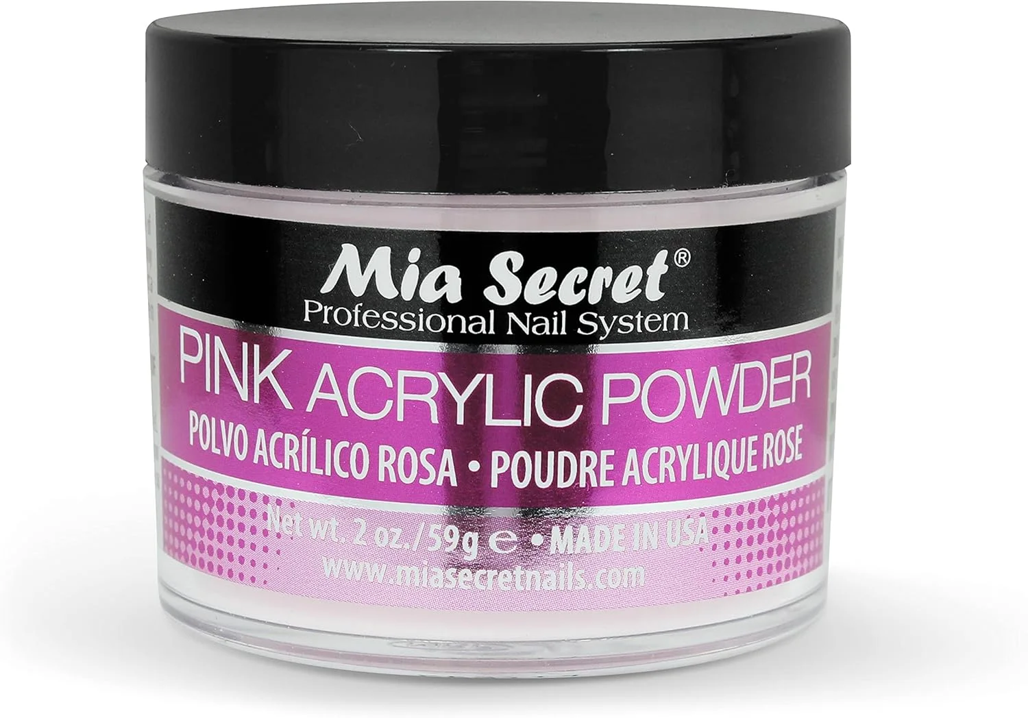 پودر اکریلیک صورتی 2OZ سیستم حرفه ای کاشت ناخن Mia Secret