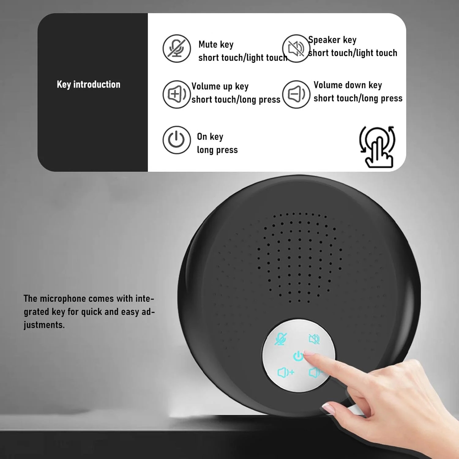 اسپیکرفون USB جیاوو، اسپیکر کنفرانس قابل حمل، دریافت صدای 360 درجه تقویت شده، کاهش نویز، کیفیت صدای عالی، اسپیکر کامپیوتر رومیزی برای برگزاری جلسات در هر مکان