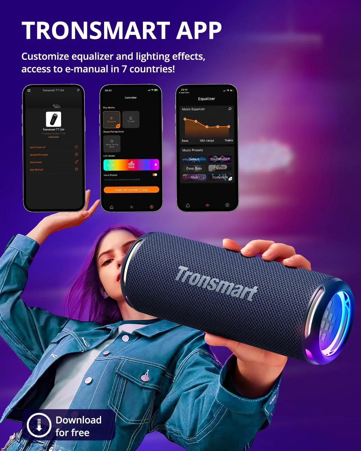اسپیکر بلوتوثی Tronsmart T7 Lite 5.3، اسپیکر قابل حمل قدرتمند با نور LED رنگی، ضد آب IPX7، پخش 24 ساعته، صدای استریو، کنترل برنامه، پشتیبانی از TF، SD، برای مهمانی ها - آبی اسپیکر بلوتوثی Tronsmart T7 Lite 5.3، اسپیکر قابل حمل قدرتمند با نور LED رنگی، ضد آب IPX7، پخش 24 ساعته، صدای استریو، کنترل برنامه، پشتیبانی از TF، SD، برای مهمانی ها - آبی