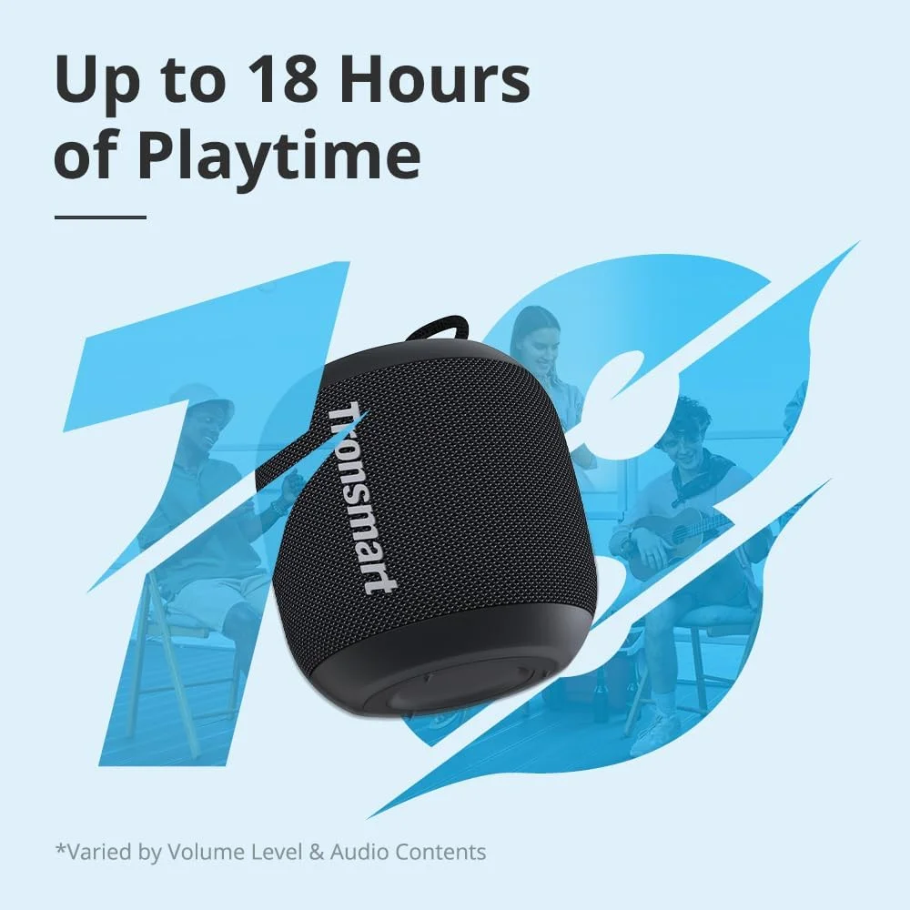 اسپیکر بلوتوثی قابل حمل ترونسمارت مدل T7 Mini 15W، فوق العاده جمع و جور و قابل حمل، بلوتوث V5.3، ضد آب IPX7، حالت های مختلف LED، باتری 2500mAh، تا 18 ساعت پخش، AUX، Micro SD، کارت TF - مشکی اسپیکر بلوتوثی قابل حمل ترونسمارت مدل T7 Mini 15W، فوق العاده جمع و جور و قابل حمل، بلوتوث V5.3، ضد آب IPX7، حالت های مختلف LED، باتری 2500mAh، تا 18 ساعت پخش، AUX، Micro SD، کارت TF - مشکی