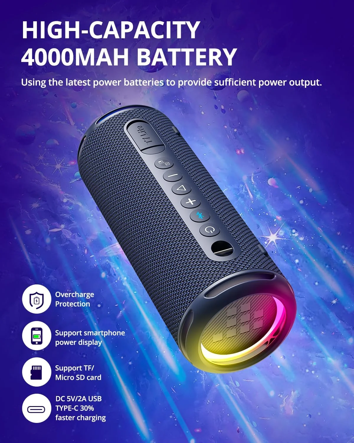 اسپیکر بلوتوثی Tronsmart T7 Lite 5.3، اسپیکر قابل حمل قدرتمند با نور LED رنگی، ضد آب IPX7، پخش 24 ساعته، صدای استریو، کنترل برنامه، پشتیبانی از TF، SD، برای مهمانی ها - آبی اسپیکر بلوتوثی Tronsmart T7 Lite 5.3، اسپیکر قابل حمل قدرتمند با نور LED رنگی، ضد آب IPX7، پخش 24 ساعته، صدای استریو، کنترل برنامه، پشتیبانی از TF، SD، برای مهمانی ها - آبی