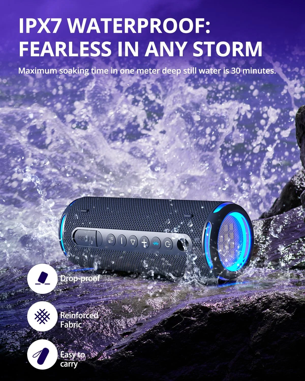 اسپیکر بلوتوثی Tronsmart T7 Lite 5.3، اسپیکر قابل حمل قدرتمند با نور LED رنگی، ضد آب IPX7، پخش 24 ساعته، صدای استریو، کنترل برنامه، پشتیبانی از TF، SD، برای مهمانی ها - آبی اسپیکر بلوتوثی Tronsmart T7 Lite 5.3، اسپیکر قابل حمل قدرتمند با نور LED رنگی، ضد آب IPX7، پخش 24 ساعته، صدای استریو، کنترل برنامه، پشتیبانی از TF، SD، برای مهمانی ها - آبی