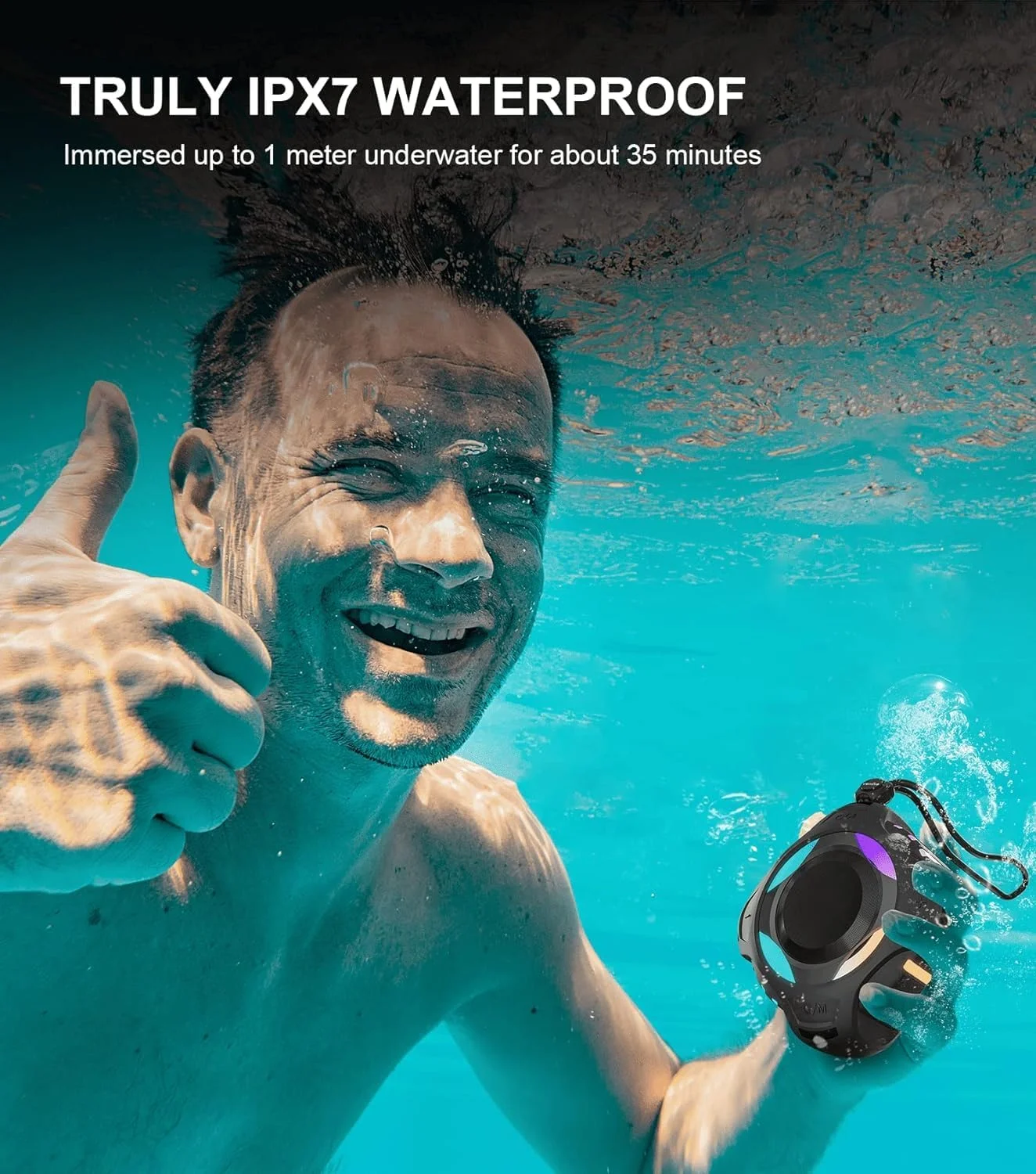 اسپیکر بلوتوث ضد آب IPX7، اسپیکر بلوتوث بی سیم قابل حمل، اسپیکر دوش با نورهای پویا، حالت TWS، صدای قدرتمند و شفاف، با 24 ساعت پخش برای کایاک، ساحل/سفر برای هر دو جنس اسپیکر بلوتوث ضد آب IPX7، اسپیکر بلوتوث بی سیم قابل حمل، اسپیکر دوش با نورهای پویا، حالت TWS، صدای قدرتمند و شفاف، با 24 ساعت پخش برای کایاک، ساحل/سفر برای هر دو جنس