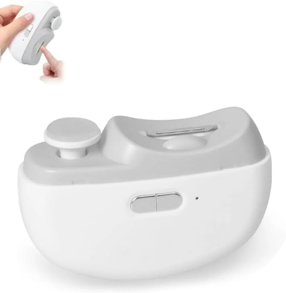 ناخن گیر برقی ارتقا یافته Aokraty، سوهان ناخن برقی، ناخن گیر اتوماتیک 2 سرعته با چراغ LED و محفظه نگهداری خرده ناخن - قابل شارژ USB برای نوزاد، کودکان، بزرگسالان، سالمندان (سفید)