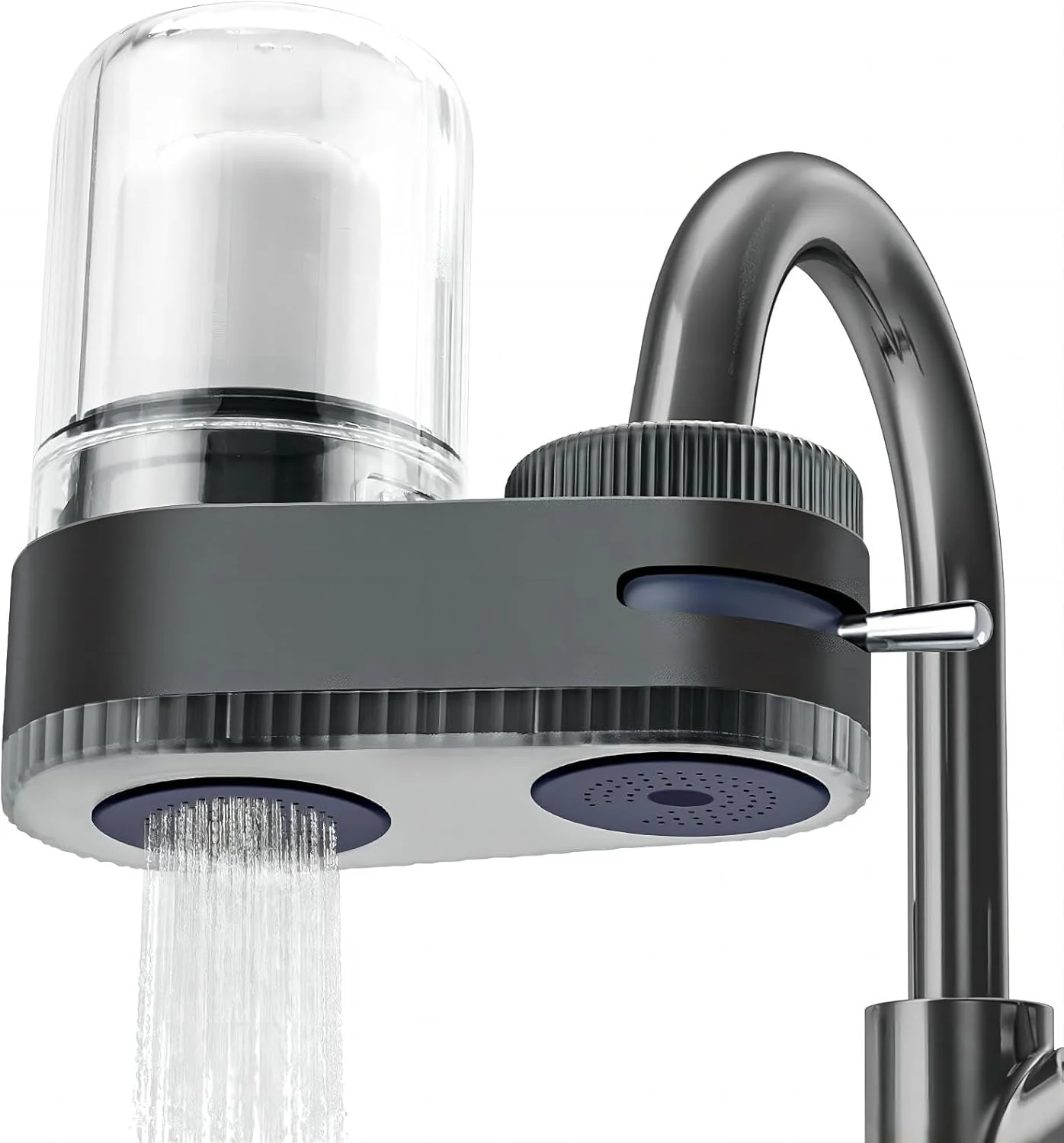 فیلتر آب 7 مرحله ای COOLBABY برای شیر سینک - سیستم تصفیه نصب شده روی شیر با 2 فیلتر قابل تعویض - از بین برنده بو، آلاینده ها و ناخالصی ها - طراحی شفاف برای آشپزخانه و حمام