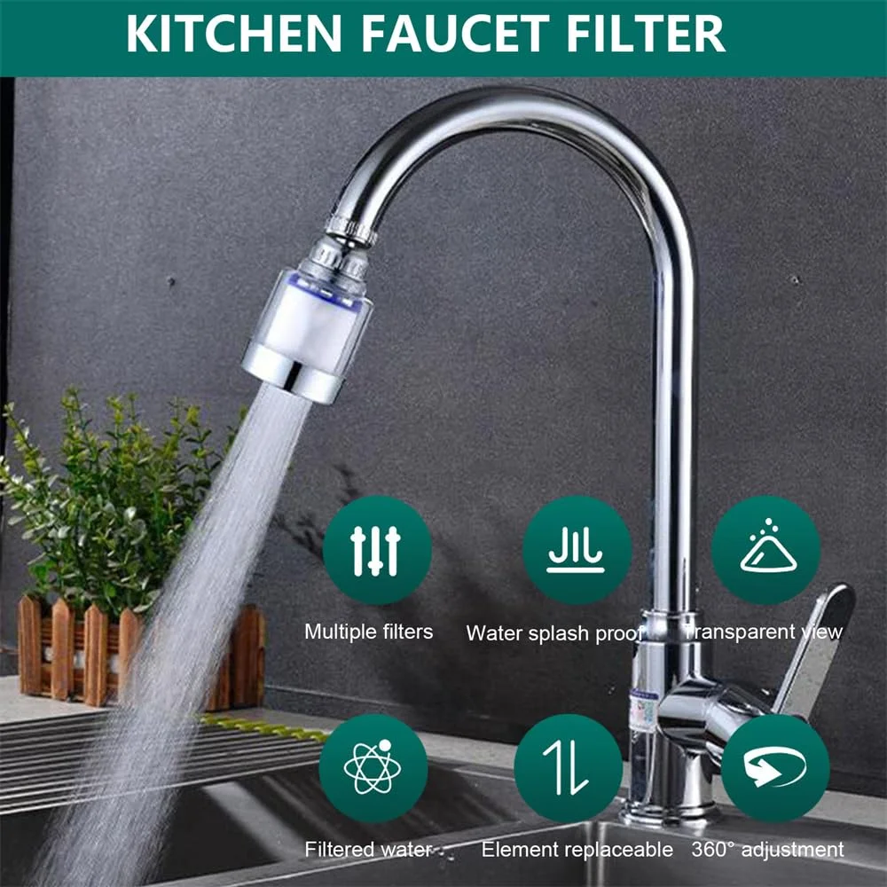 شیر آب فیلتردار سینک، فیلتر شیر آب حمام، تصفیه کننده فیلترهای شیر آب با چرخش 360 درجه، فیلتراسیون شیر آشپزخانه برای حذف کلر، فلوراید، فلزات سنگین، آب سخت برای حمام و آشپزخانه خانگی (2 عدد) شیر آب فیلتردار سینک، فیلتر شیر آب حمام، تصفیه کننده فیلترهای شیر آب با چرخش 360 درجه، فیلتراسیون شیر آشپزخانه برای حذف کلر، فلوراید، فلزات سنگین، آب سخت برای حمام و آشپزخانه خانگی (2 عدد)