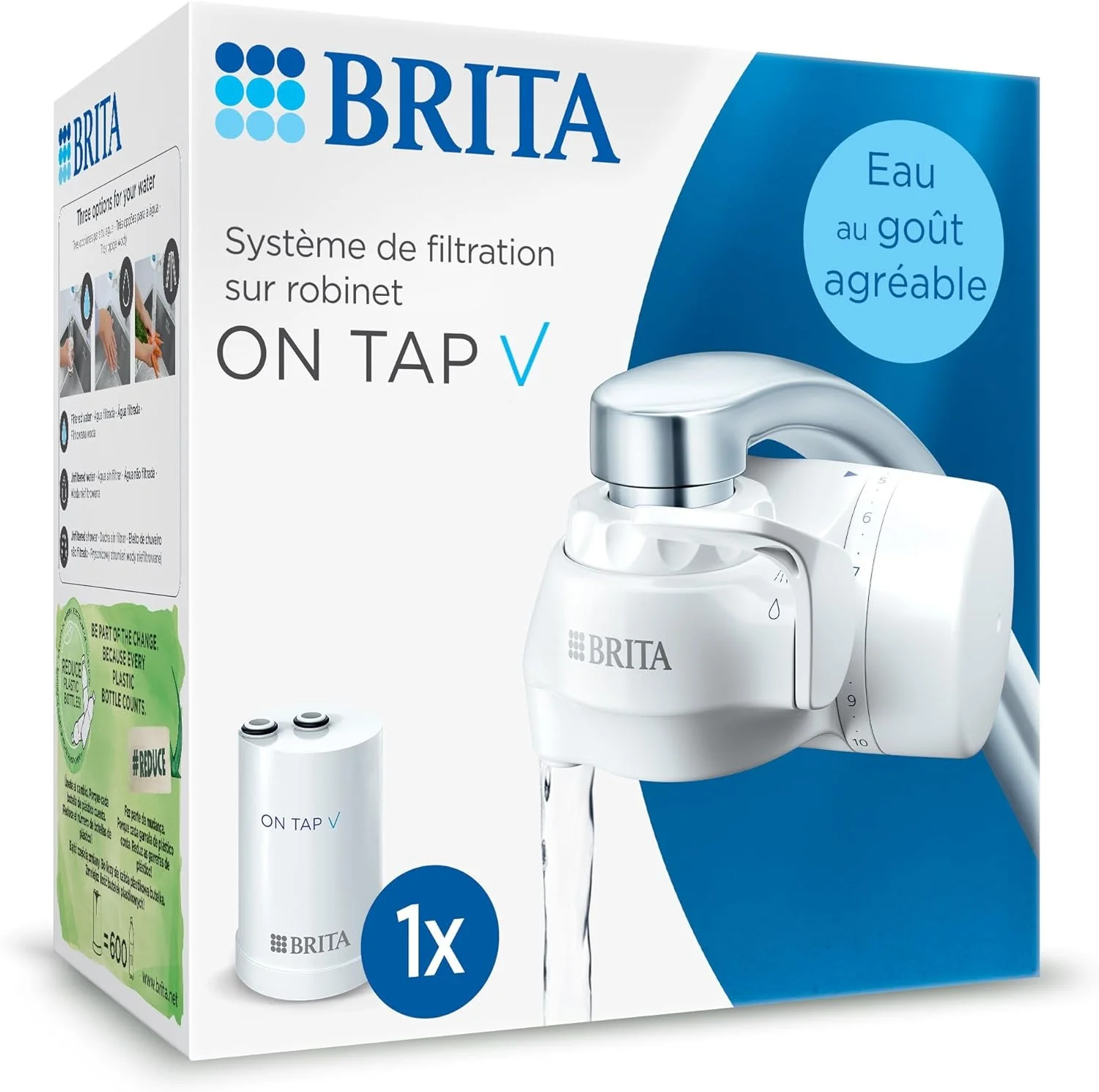 سیستم فیلتراسیون آب شیر BRITA مدل V (شامل 1 عدد فیلتر آب) - برای آب تصفیه شده با طعم دلپذیر، فورا و مستقیما از شیر آشپزخانه شما. سیستم فیلتراسیون آب شیر BRITA مدل V (شامل 1 عدد فیلتر آب) - برای آب تصفیه شده با طعم دلپذیر، فورا و مستقیما از شیر آشپزخانه شما.