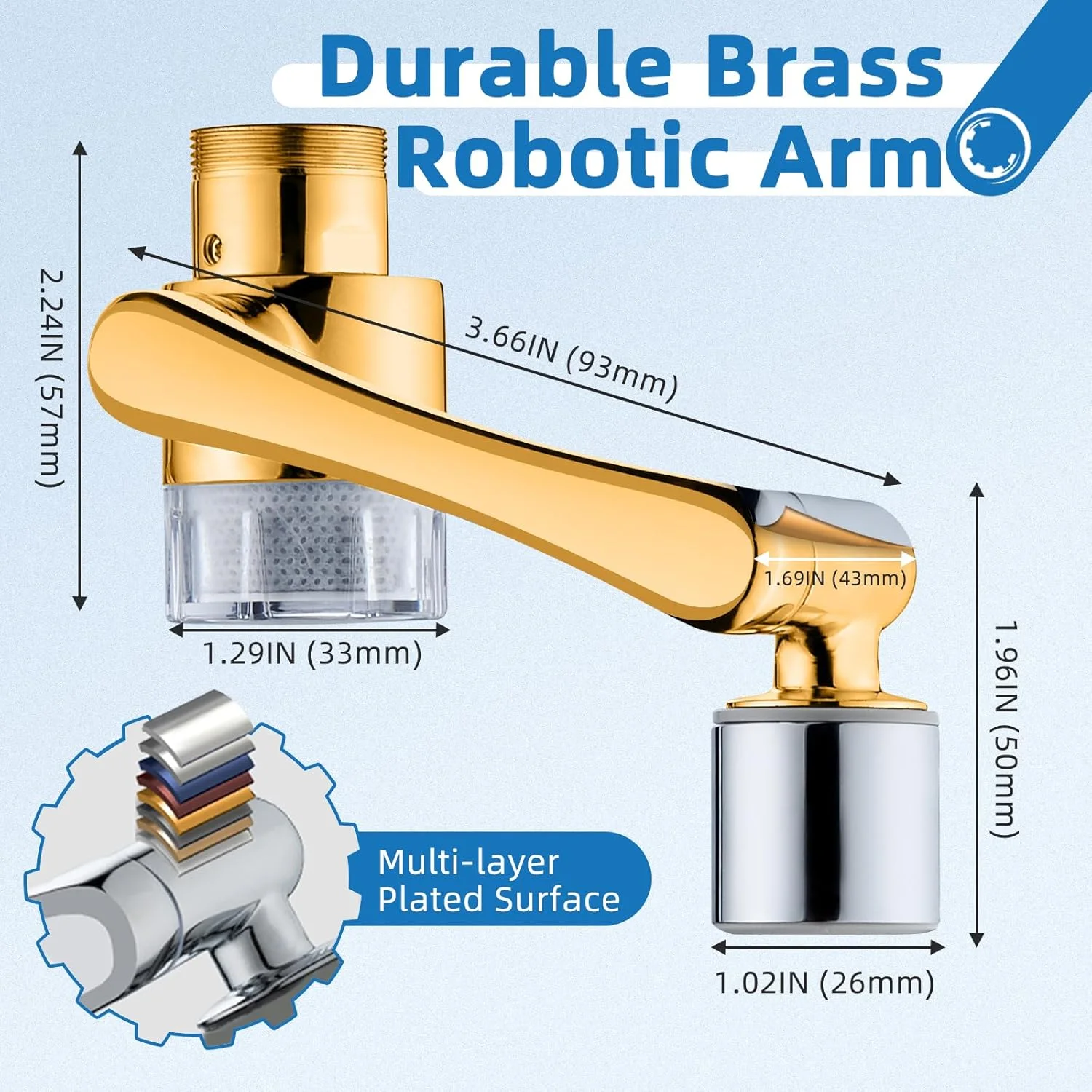 سردوش شیر آب فیلتردار چرخشی CECEFIN - بسته 8 عددی جایگزین تصفیه کننده آب، چرخش 1080 درجه، 2 حالت اسپری پرفشار، بازوی رباتیک برنجی جامد برای شستشوی صورت/چشم آشپزخانه/حمام سردوش شیر آب فیلتردار چرخشی CECEFIN - بسته 8 عددی جایگزین تصفیه کننده آب، چرخش 1080 درجه، 2 حالت اسپری پرفشار، بازوی رباتیک برنجی جامد برای شستشوی صورت/چشم آشپزخانه/حمام