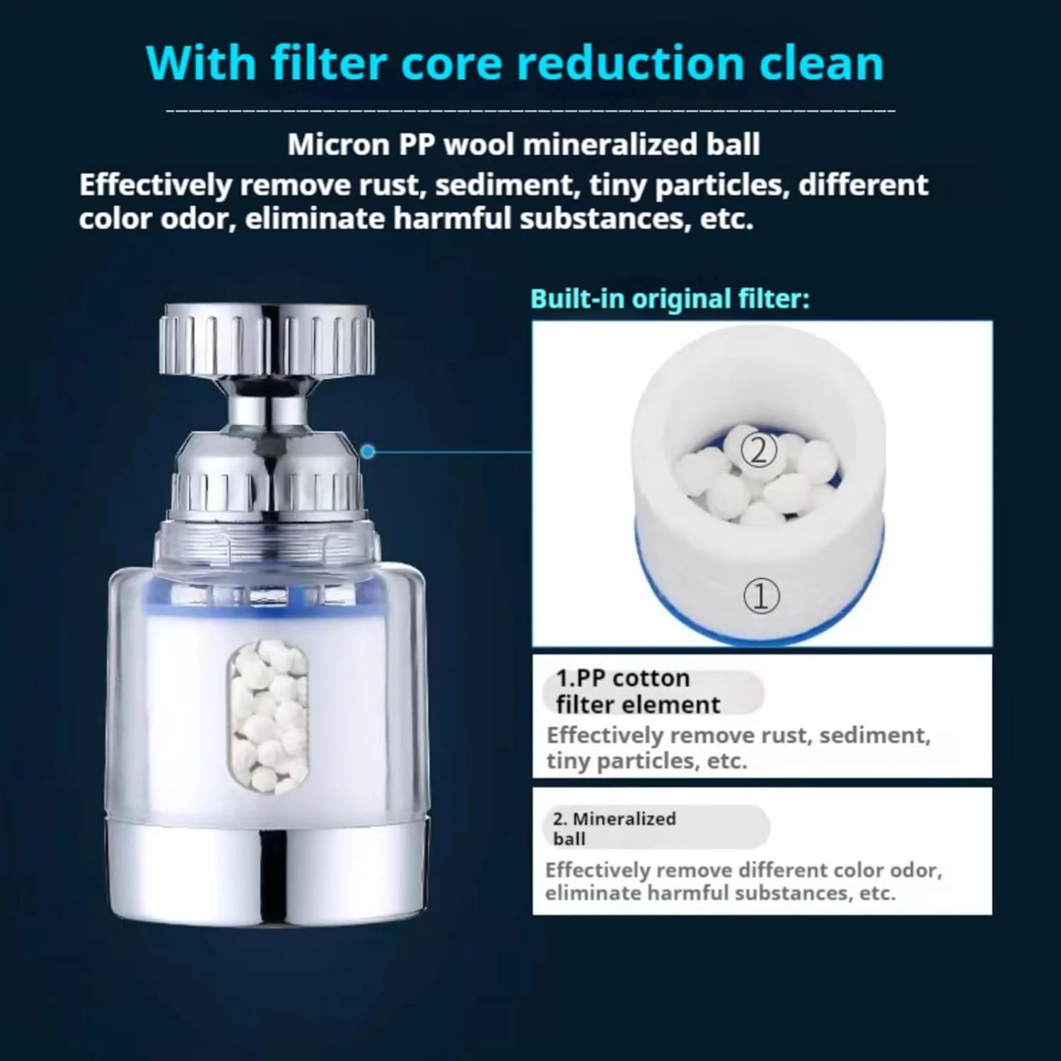 فیلتر آب سینک FEJYTOR شامل 2 عدد فیلتر شیر آب + 14 کارتریج فیلتر، فیلتر چرخشی 360 درجه برای حذف 99.9% کلر، فلوراید، فلزات سنگین و نرم کردن آب سخت برای آشپزخانه، حمام، صورت و آشامیدن