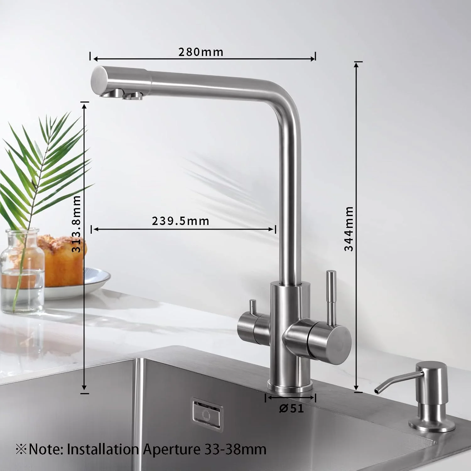 شیر آشپزخانه خالص CECIPA، شیر آشپزخانه 3 طرفه، چرخش 360 درجه، شیر فشار قوی، شیر آب آشامیدنی با اهرم دوبل، شیر مخلوط 3 در 1 برای سیستم های اسمز معکوس، فیلتر آب، استیل ضد زنگ برس خورده شیر آشپزخانه خالص CECIPA، شیر آشپزخانه 3 طرفه، چرخش 360 درجه، شیر فشار قوی، شیر آب آشامیدنی با اهرم دوبل، شیر مخلوط 3 در 1 برای سیستم های اسمز معکوس، فیلتر آب، استیل ضد زنگ برس خورده