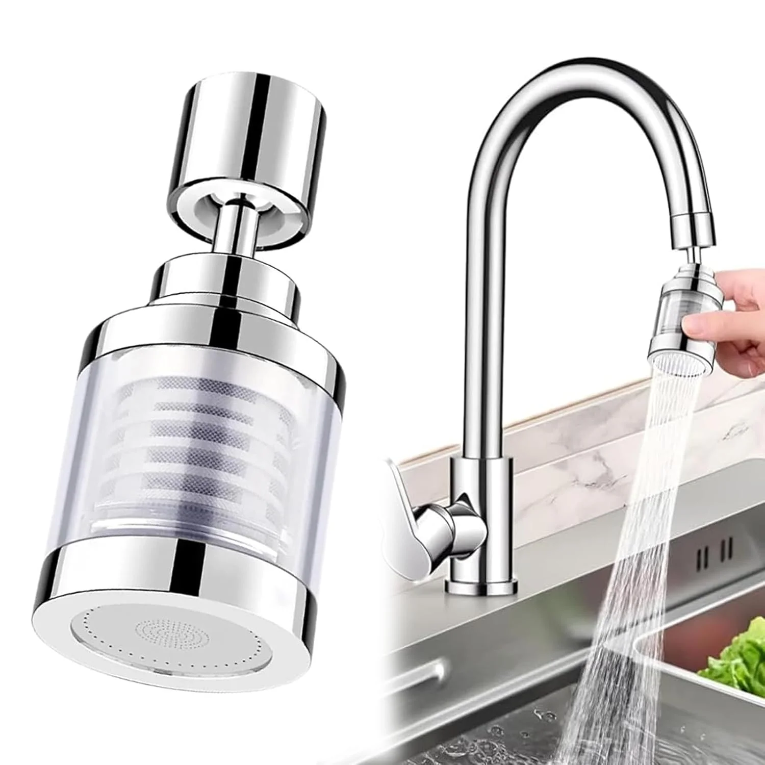 فیلتر آب شیر آب ALANX، دارای 3 حالت چرخش 360 درجه، هسته استیل ضد زنگ، تصفیه کننده آب، حذف کلر، فلوراید، فلزات سنگین، کاهش مواد معدنی آب سخت برای آشپزخانه فیلتر آب شیر آب ALANX، دارای 3 حالت چرخش 360 درجه، هسته استیل ضد زنگ، تصفیه کننده آب، حذف کلر، فلوراید، فلزات سنگین، کاهش مواد معدنی آب سخت برای آشپزخانه