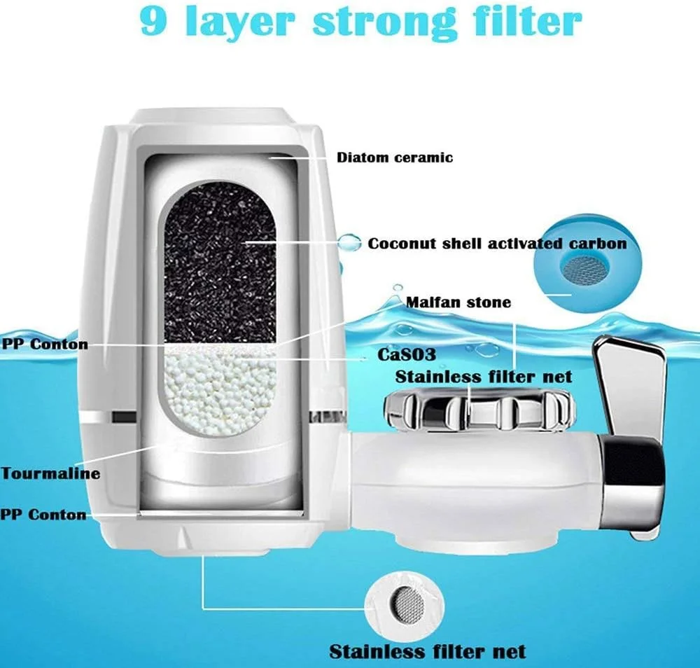 دستگاه تصفیه آب شیر Zyyqt، دستگاه شفاف کننده آب قابل تعویض با هسته سرامیکی قابل شستشو، دستگاه تصفیه آب، فیلتر نصب شده روی شیر آب، نصب آسان، قابل تعویض برای آشپزخانه و حمام