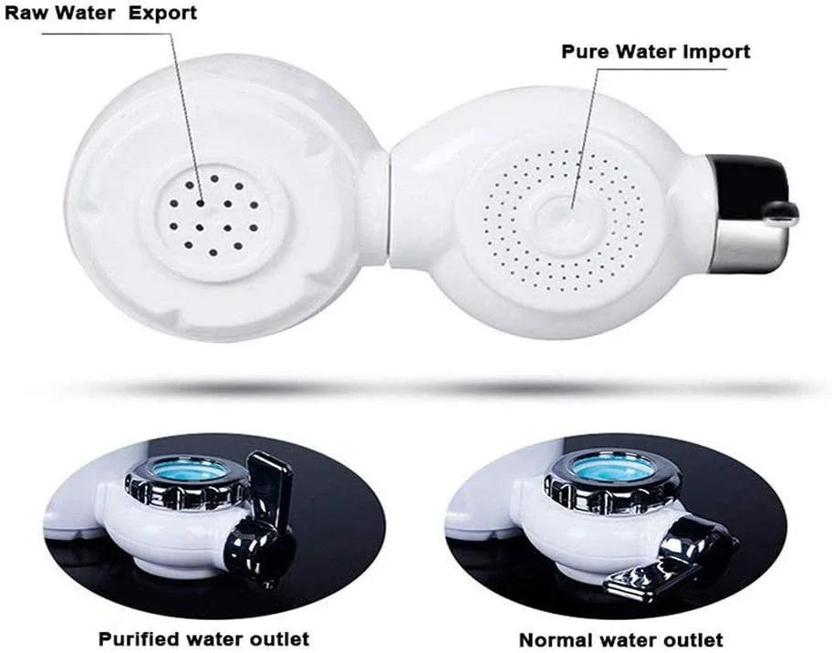 دستگاه تصفیه آب شیر Zyyqt، دستگاه شفاف کننده آب قابل تعویض با هسته سرامیکی قابل شستشو، دستگاه تصفیه آب، فیلتر نصب شده روی شیر آب، نصب آسان، قابل تعویض برای آشپزخانه و حمام