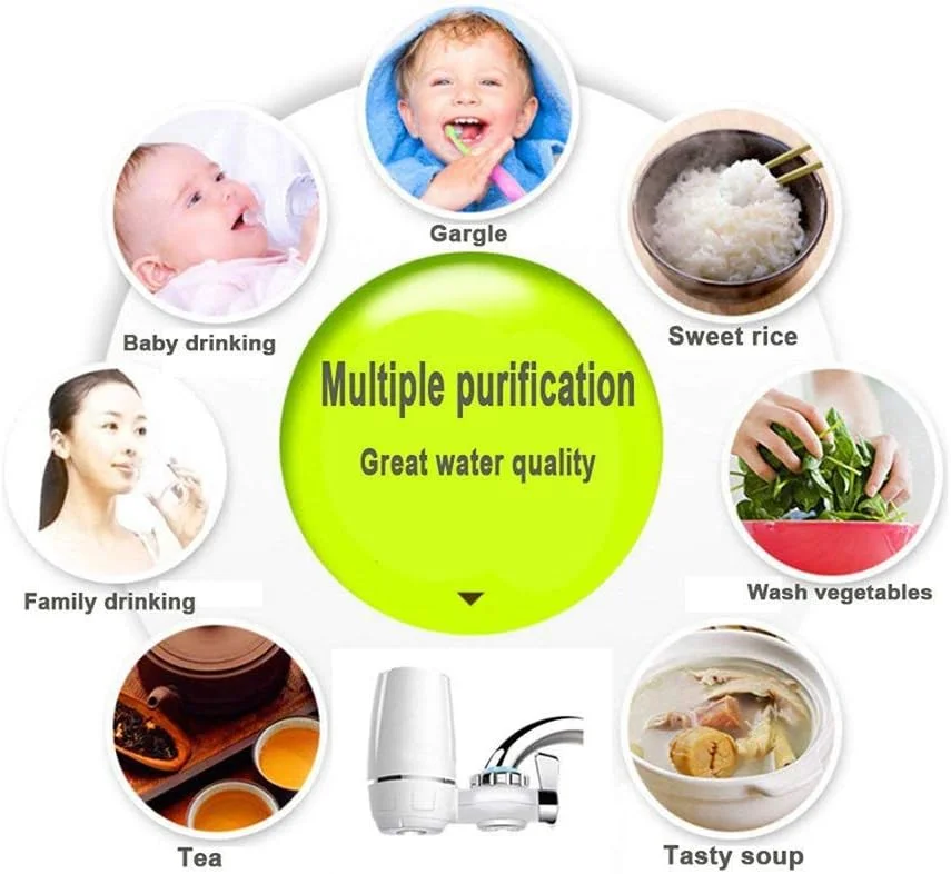 دستگاه تصفیه آب شیر Zyyqt، دستگاه شفاف کننده آب قابل تعویض با هسته سرامیکی قابل شستشو، دستگاه تصفیه آب، فیلتر نصب شده روی شیر آب، نصب آسان، قابل تعویض برای آشپزخانه و حمام