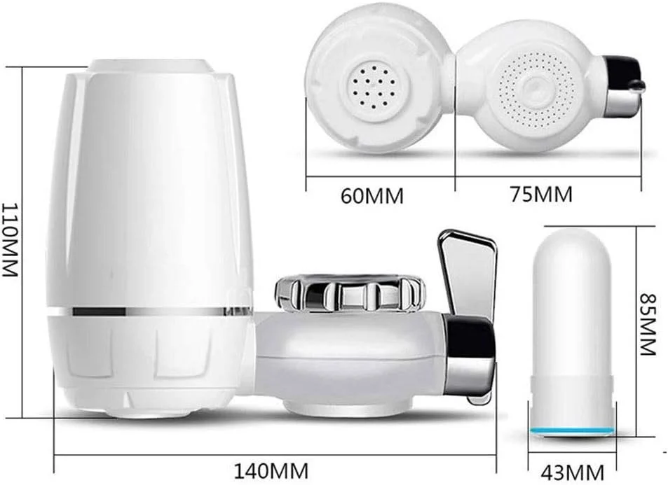 دستگاه تصفیه آب شیر Zyyqt، دستگاه شفاف کننده آب قابل تعویض با هسته سرامیکی قابل شستشو، دستگاه تصفیه آب، فیلتر نصب شده روی شیر آب، نصب آسان، قابل تعویض برای آشپزخانه و حمام
