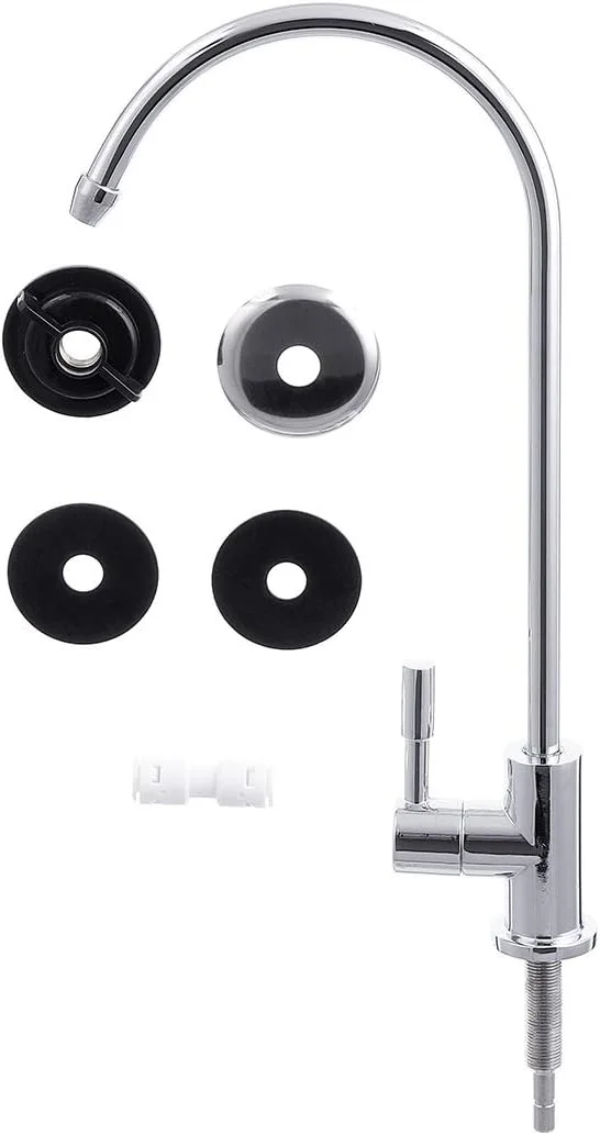 شیر آب فیلتر آب آشپزخانه WEIZHONGXIANG با روکش کروم اتصال شلنگ 1/4 اینچی قطعات فیلتر اسمز معکوس دستگاه تصفیه آب شیر آب آشامیدنی مستقیم