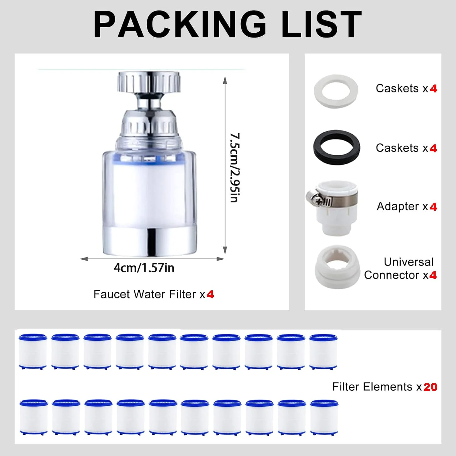 فیلتر شیر آب سینک، فیلتر شیر آب جهانی با قابلیت چرخش 360 درجه، تصفیه کننده آب شیر آشپزخانه و حمام - حذف کلر، فلوراید، فلزات سنگین و سختی آب برای خانه (2 عدد + 12 کارتریج فیلتر) فیلتر شیر آب سینک، فیلتر شیر آب جهانی با قابلیت چرخش 360 درجه، تصفیه کننده آب شیر آشپزخانه و حمام - حذف کلر، فلوراید، فلزات سنگین و سختی آب برای خانه (2 عدد + 12 کارتریج فیلتر)