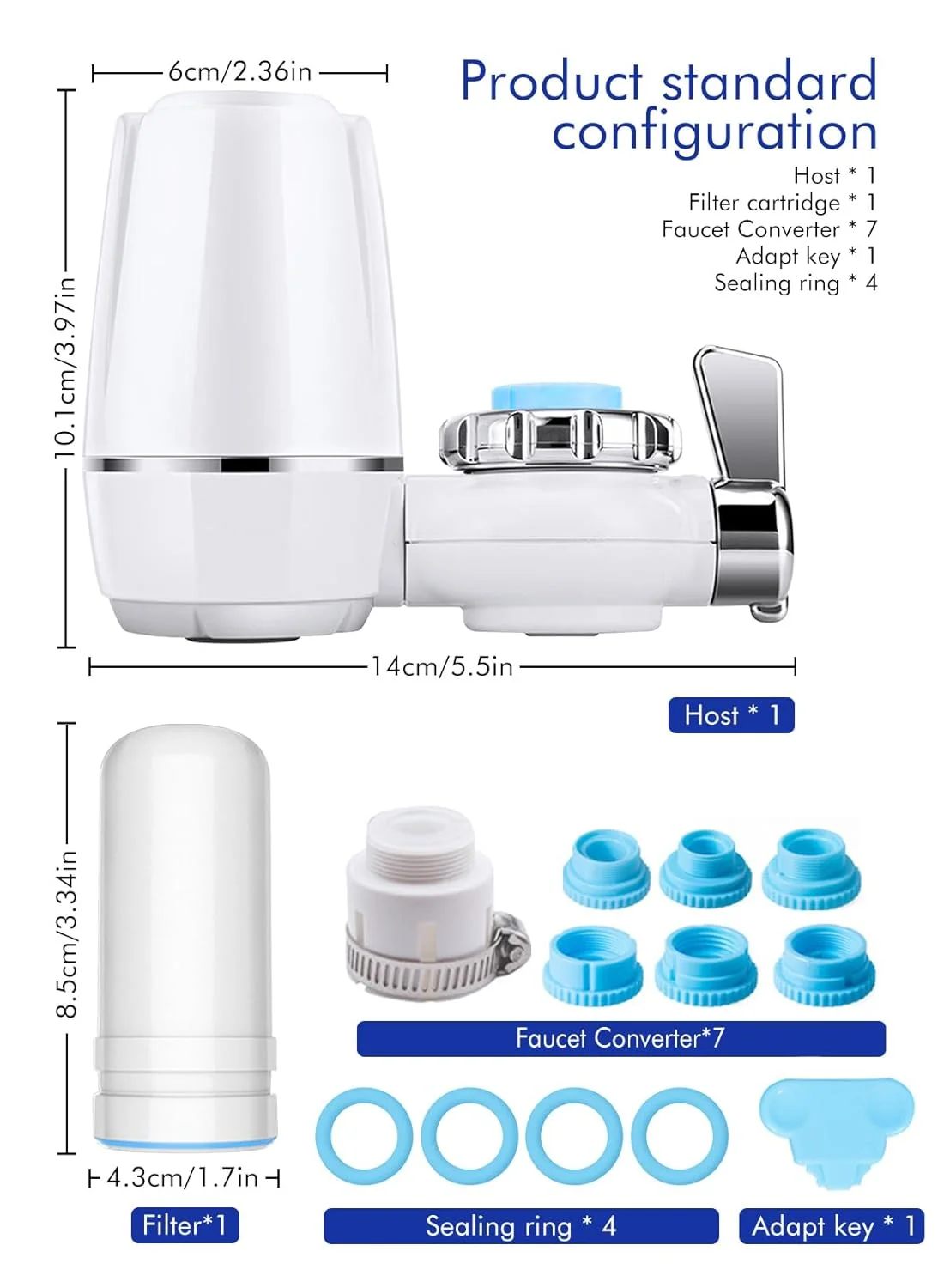 فیلتر شیر آب سینک URbazaar، سیستم فیلتر چند مرحله ای پیشرفته شیر آب برای حذف کلر، رسوبات، فلزات سنگین و سختی آب، جریان بالا مناسب برای آشامیدن در آشپزخانه منزل