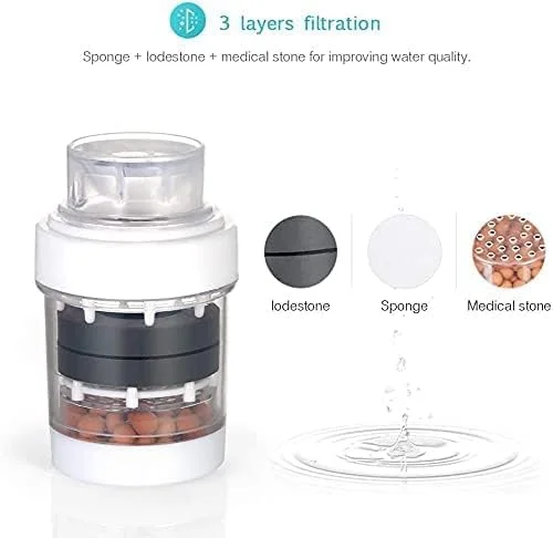 فیلتر آب سینک URbazaar به همراه 1 فیلتر جایگزین، فیلتر آب شیر، دستگاه تصفیه آب، سیستم فیلتراسیون آب، کاهش کلر، بو و ناخالصی های نامطبوع برای شیر آب آشپزخانه، حمام و وان