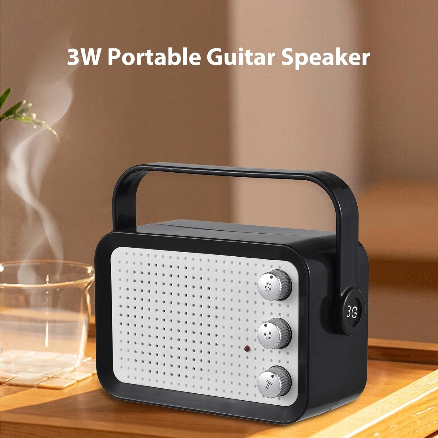 آمپلی فایر گیتار کوچک Pepisky 3W، اسپیکر گیتار قابل حمل DC 9V، پخش MP3، خروجی هدفون استریو، سبک وزن برای گیتار چوبی، یوکللی، ارهو، ویولن و تنظیم دیستورشن صدا