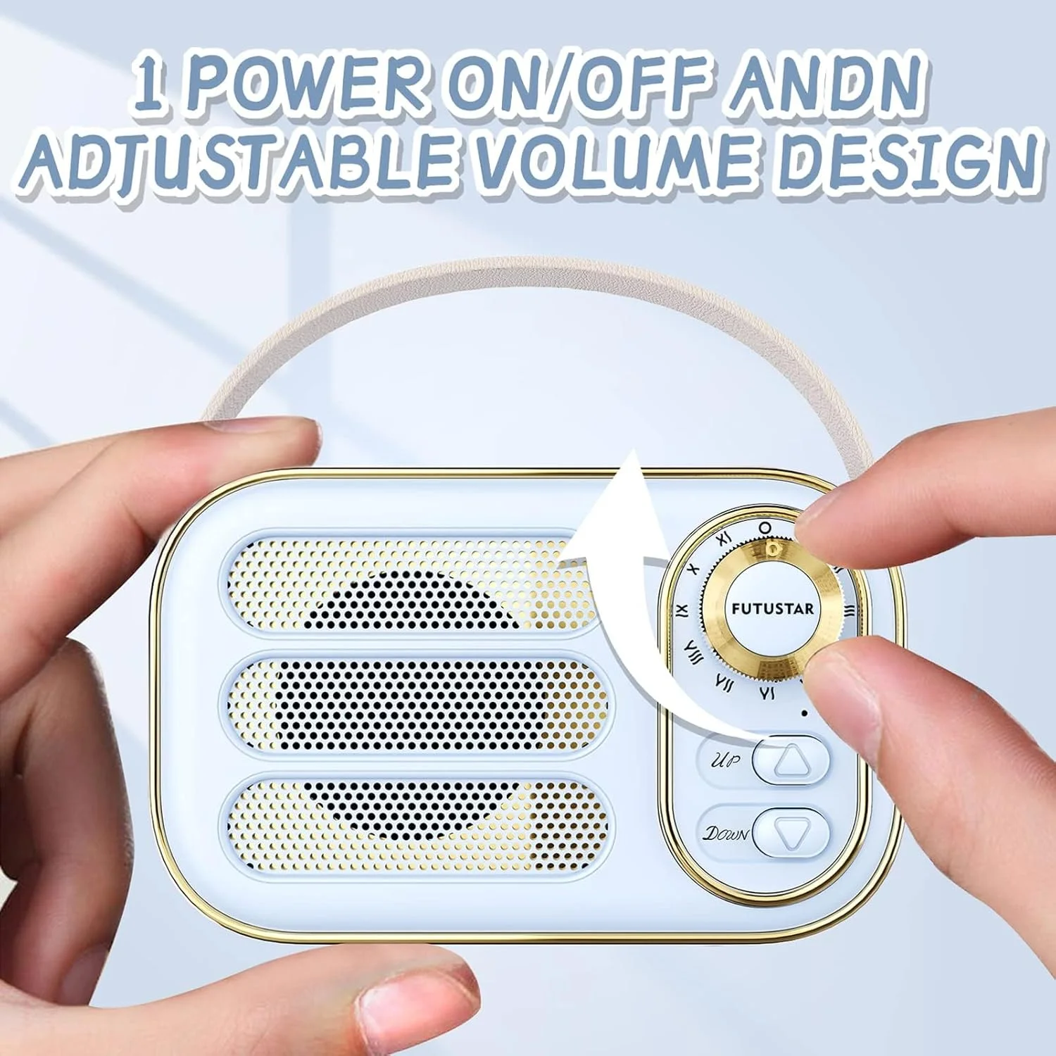 اسپیکر بلوتوثی رترو OBABO: اسپیکرهای بلوتوثی بی سیم کوچک و قابل حمل با صدای بلند، پشتیبانی از بلوتوث 5.0، کارت TF، درگاه USB و ورودی AUX برای خانه، دفتر و فضای باز (آبی)