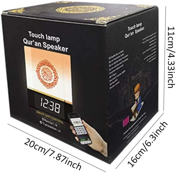 اسپیکر قرآن POHOVE، چراغ لمسی هوشمند، اسپیکر بلوتوث با کنترل برنامه، ساعت، کنترل از راه دور، مکعب لمسی LED قابل حمل، پخش کننده موسیقی FM MP3، چراغ خواب قابل شارژ