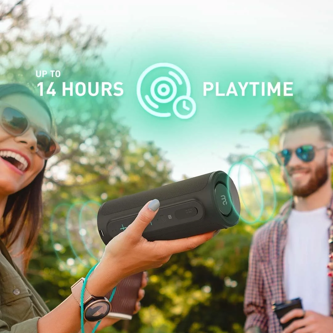 اسپیکر بی سیم قابل حمل 30 واتی MYCANDY، ضد آب IPX7، تا 14 ساعت پخش موسیقی، پشتیبانی از True Wireless، جفت شدن لمسی NFC، ایده آل برای استخر، ساحل و فضای باز. سازگار با آیفون، سامسونگ و غیره
