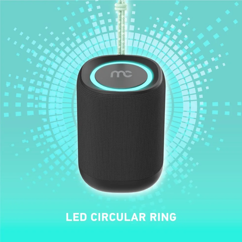 اسپیکر بلوتوث قابل حمل مای کندی با خروجی قدرتمند 15 وات و Bass Master، ضد آب، دارای نور LED، سبک وزن. مناسب برای فضای باز - استخر، باشگاه، کمپینگ در صحرا و غیره WBS-B100 (مشکی)