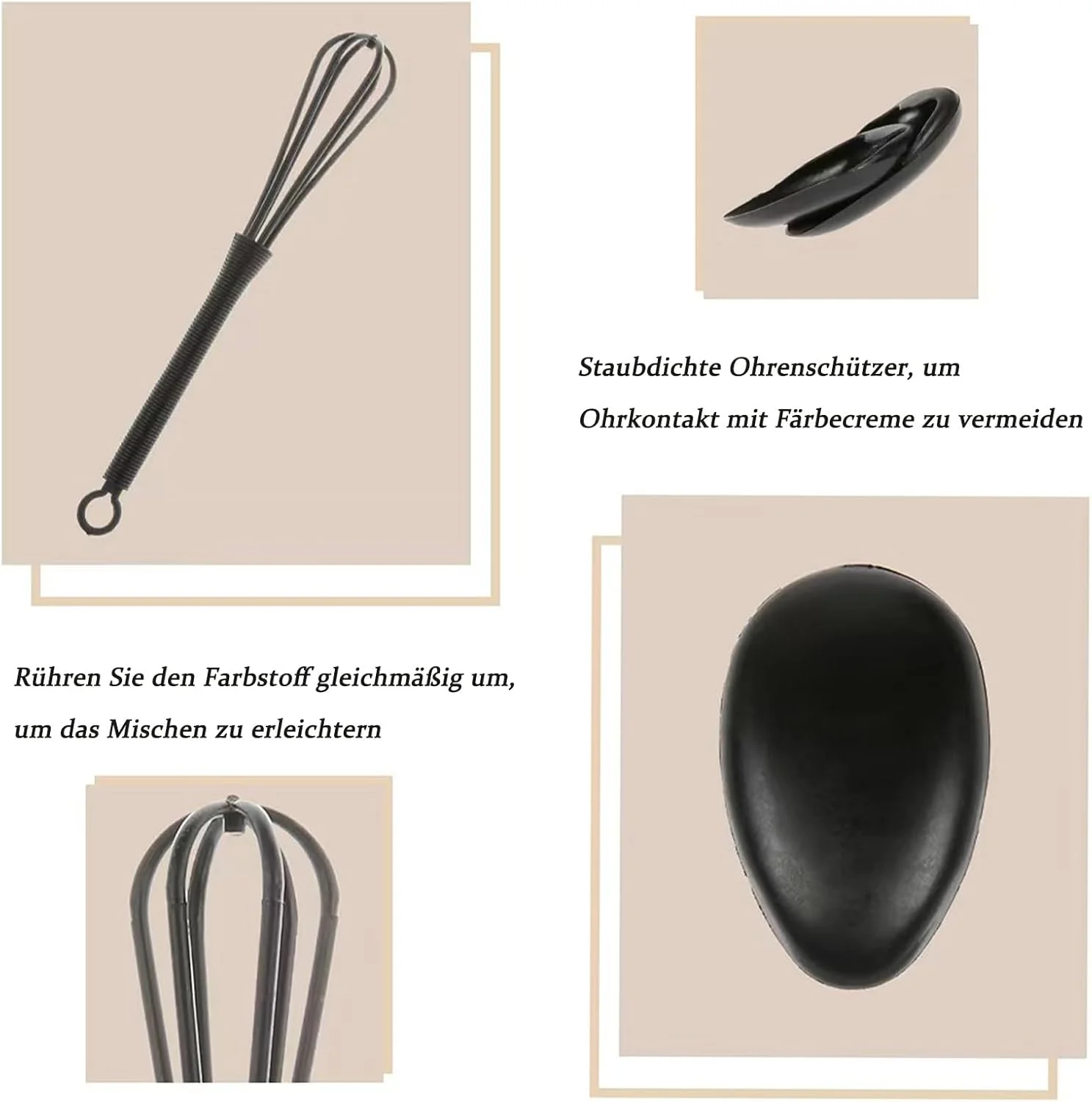 مجموعه 5 تکه برس رنگ مو Amusingtao، لوازم جانبی رنگ کردن مو، شامل برس دو طرفه، کاسه رنگ، برس رنگ، روکش گوش برای آرایشگاه و منزل