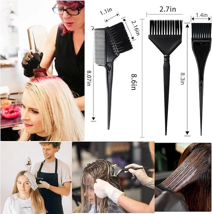 ست رنگ مو 9 تکه - ابزار حرفه ای سالن برای ترکیب رنگ مو در خانه، شامل برس رنگ مو، کاسه رنگ مو، گیره مو، گوشی محافظ گوش - ایده آل برای دکلره و هایلایت