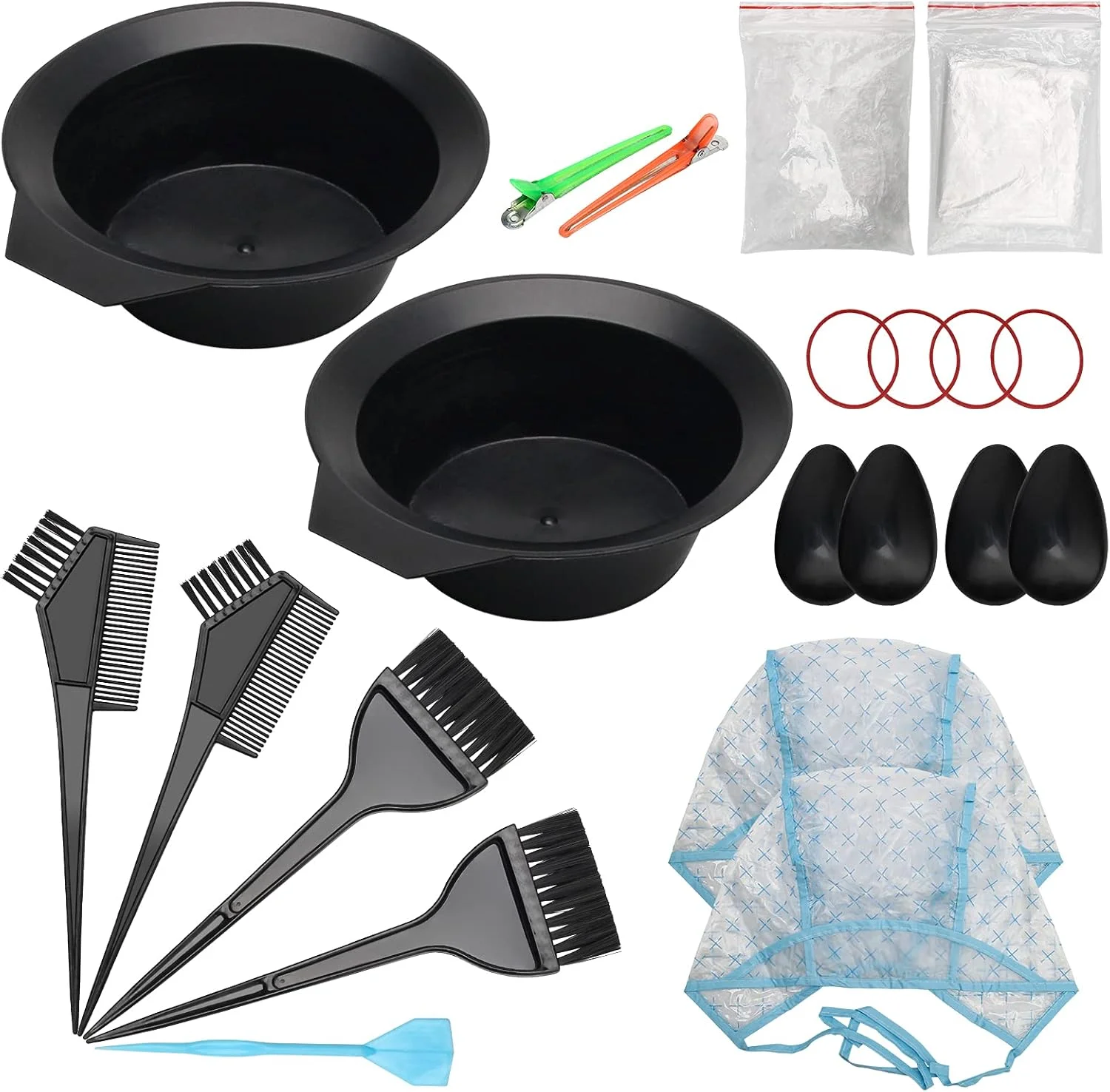 ست رنگ مو آیهیر شامل 23 تکه، شامل برس و کاسه رنگ مو، کلاه مش، پوشش گوش، دستکش، شال، کلاه رنگ برای ابزار رنگ کردن مو در خانه