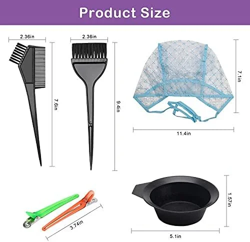 ست رنگ مو آیهیر شامل 23 تکه، شامل برس و کاسه رنگ مو، کلاه مش، پوشش گوش، دستکش، شال، کلاه رنگ برای ابزار رنگ کردن مو در خانه