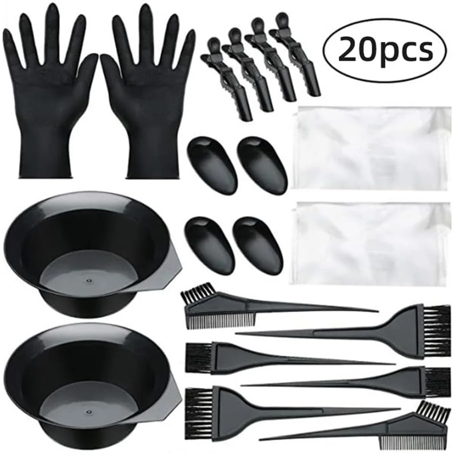 مجموعه ابزار رنگ مو آزونی، کیت برس رنگ مو، کاسه رنگ مو، برس رنگ، پوشش گوش، دستکش برای رنگ کردن مو در خانه، ابزار رنگ مو سالن، ابزار رنگ کردن و سفید کردن مو (20 تکه) مجموعه ابزار رنگ مو آزونی، کیت برس رنگ مو، کاسه رنگ مو، برس رنگ، پوشش گوش، دستکش برای رنگ کردن مو در خانه، ابزار رنگ مو سالن، ابزار رنگ کردن و سفید کردن مو (20 تکه)