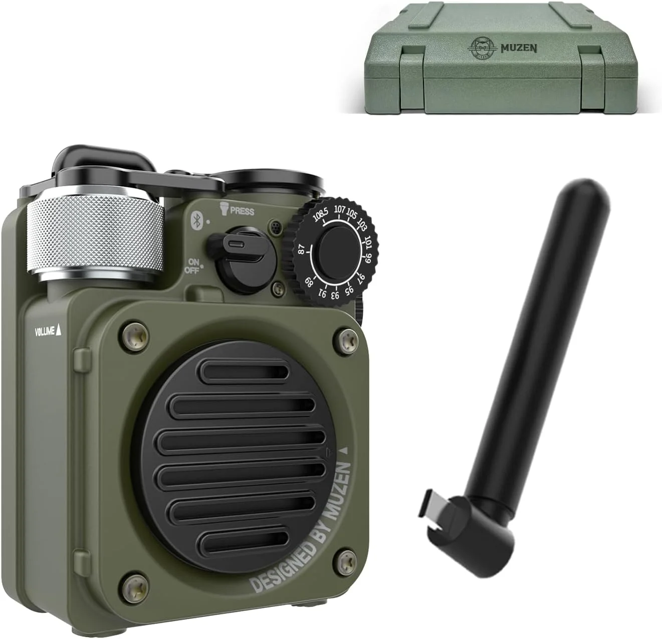 اسپیکر بلوتوثی بیسیم قابل حمل Muzen Upgraded Wild Mini 3.0 مناسب فضای باز با رادیو FM، شارژر تلفن/15 ساعت پخش/IPX5 ضد آب/چراغ قوه 3 حالته، مناسب کمپینگ/پیادهروی/مسافرت (سبز) اسپیکر بلوتوثی بیسیم قابل حمل Muzen Upgraded Wild Mini 3.0 مناسب فضای باز با رادیو FM، شارژر تلفن/15 ساعت پخش/IPX5 ضد آب/چراغ قوه 3 حالته، مناسب کمپینگ/پیادهروی/مسافرت (سبز)