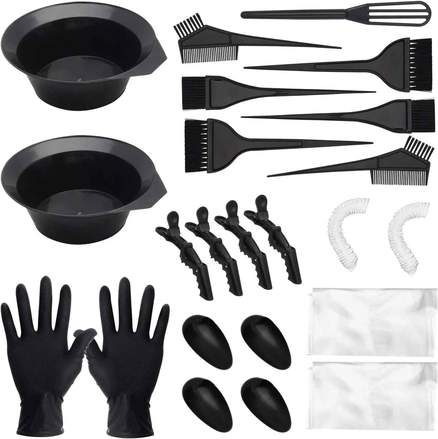 ست رنگ مو 26 تکه KASTWAVE - مجموعه کامل ابزار رنگ آمیزی مو شامل کاسه، برس، قاشق، محافظ گوش و دستکش برای استفاده شخصی در منزل