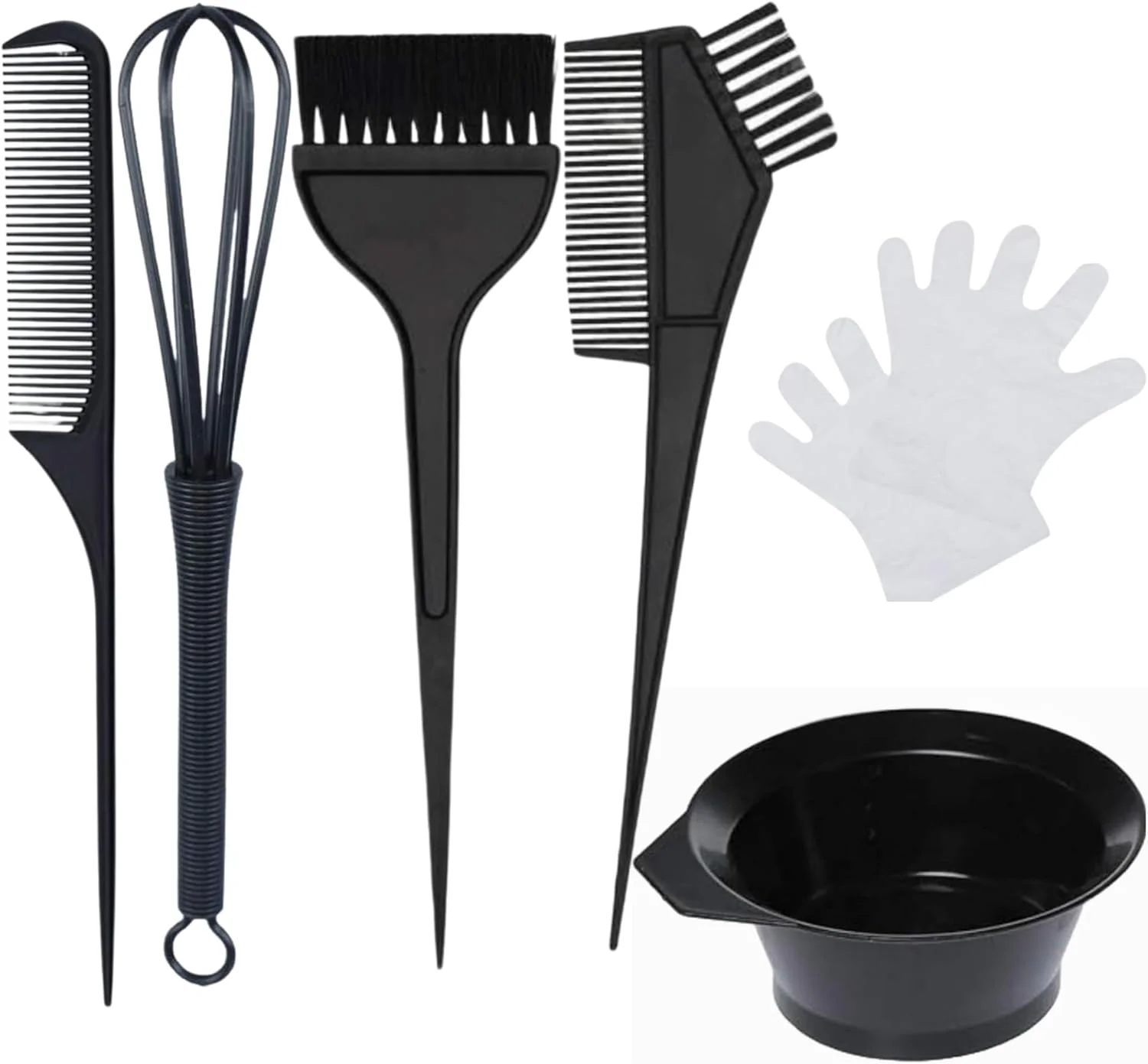 ست رنگ مو 6 تکه سیمبا مال™، شامل برس، شانه، کلاه سر و گوش، دستکش، کاسه مخلوط کردن و گیره مو، بهترین ابزار برای رنگ کردن مو و آرایشگری