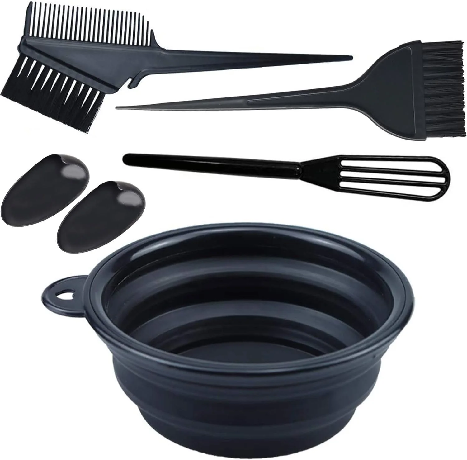 ابزار رنگ مو، ست کاسه و برس رنگ مو 6 تکه، کیت ابزار سفید کننده سالن زیبایی DIY، کاسه مخلوط کردن، پوشش گوش، مخلوط کن رنگ، شانه رنگ