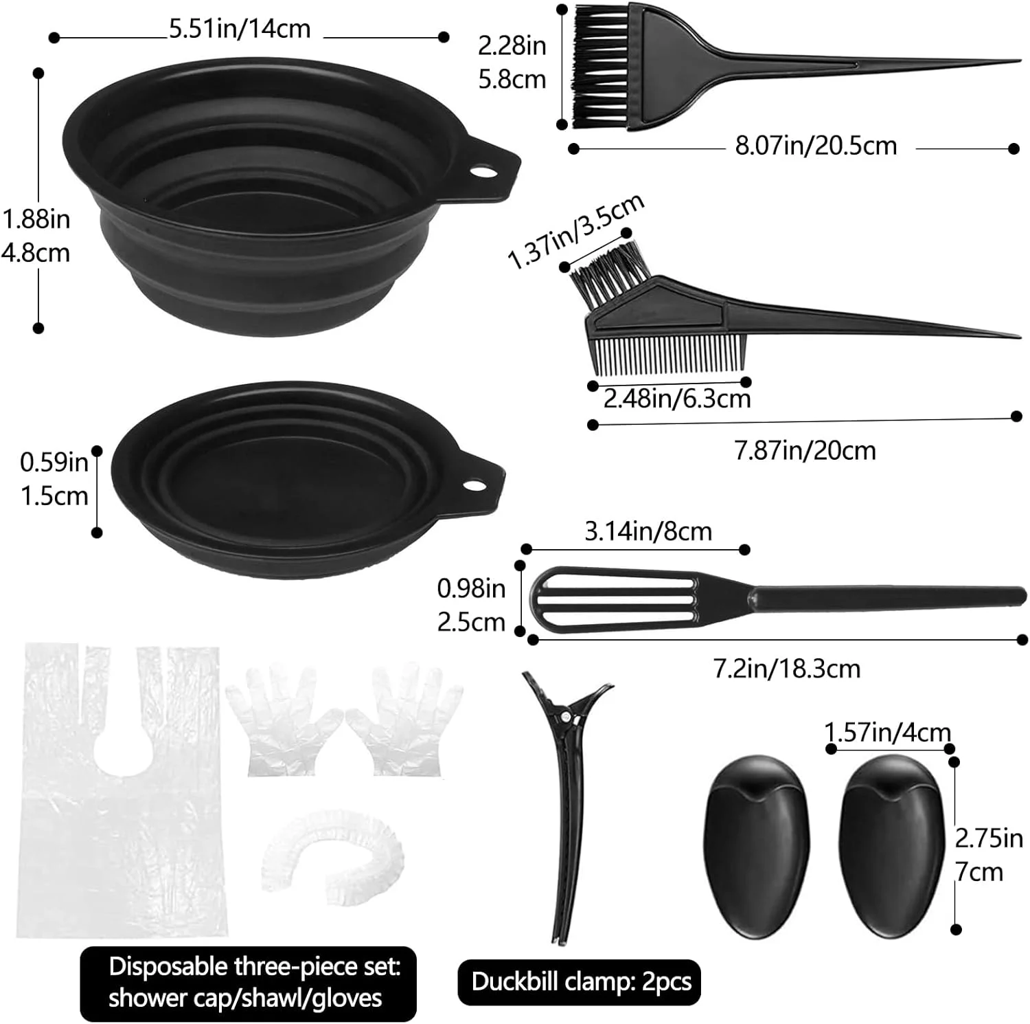 مجموعه کاسه و برس رنگ مو THINTON شامل 13 قطعه، کیت ابزار رنگ کردن و دکلره مو برای سالن های زیبایی خانگی، برس رنگ، کاسه مخلوط کردن، شانه هایلایت، پوشش گوش، شال، دستکش، گیره های آرایشگری