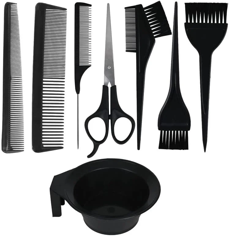 ست برس پلاستیکی VEDETIC، شانه، 1 قیچی با 1 کاسه، ست کاسه مخلوط رنگ مو با 3 برس رنگ مو و 3 شانه، کیت رنگ مو برای استفاده در سالن و منزل برای آقایان و بانوان