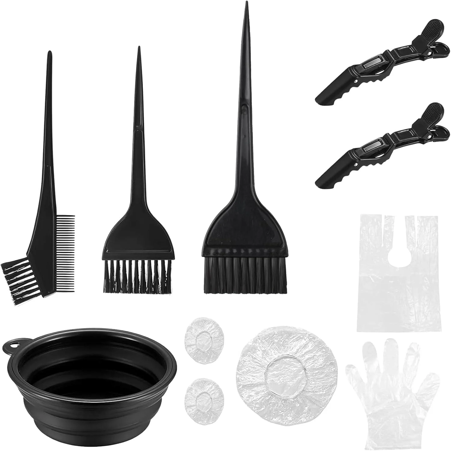 مجموعه رنگ مو 10 تکه VARHHUXHA، کیت رنگ آمیزی مو، کیت ابزار رنگ و دکلره مو سالن زیبایی DIY، شامل برس رنگ مو، کاسه مخلوط کردن رنگ مو، پوشش گوش، شال، دستکش، گیره مو