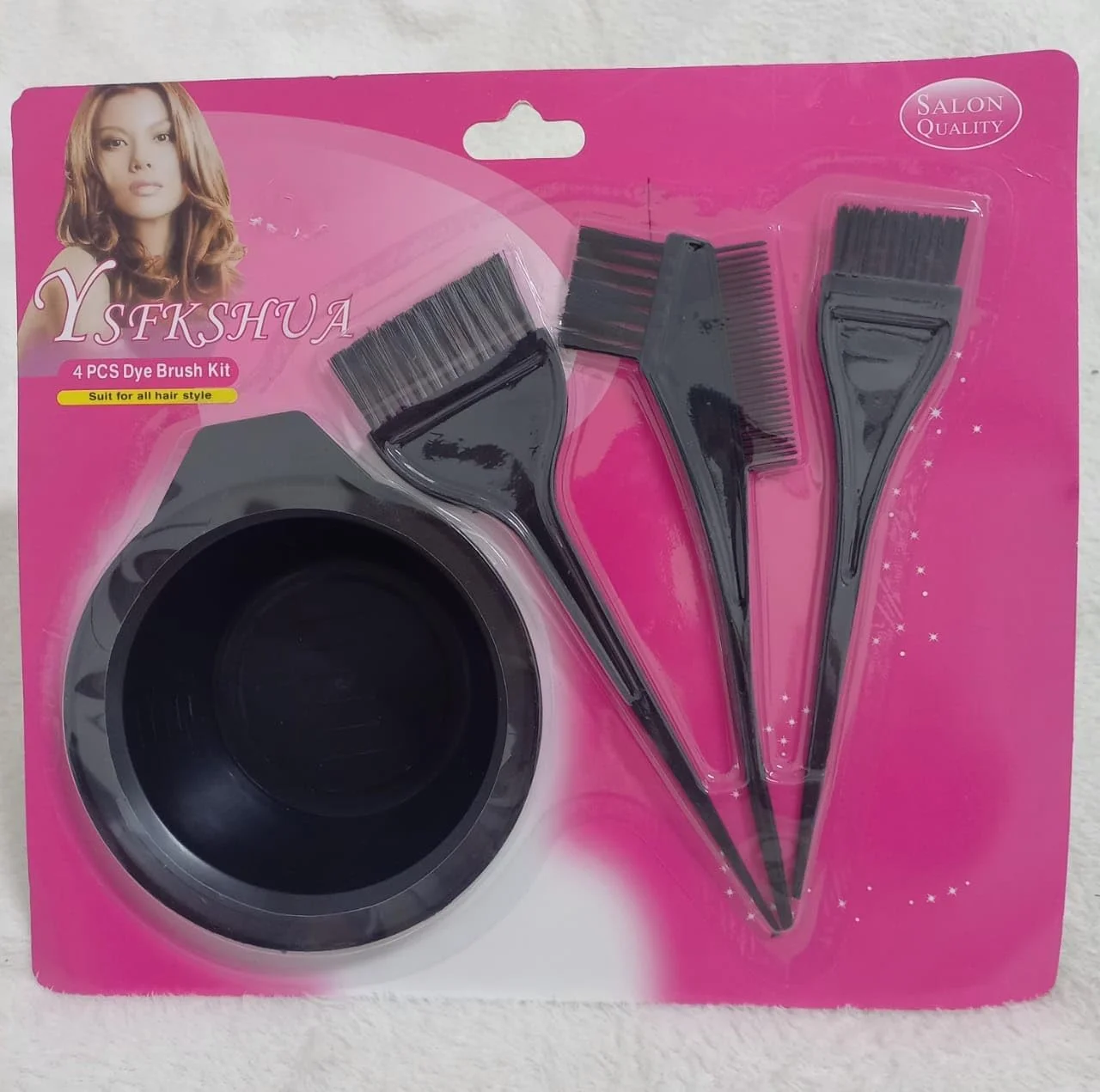 ست برس رنگ مو حرفه ای YSFKSHUA، 4 تکه، ست رنگ آمیزی با کیفیت سالن با کاسه مخلوط کن، طراحی ضد ریزش