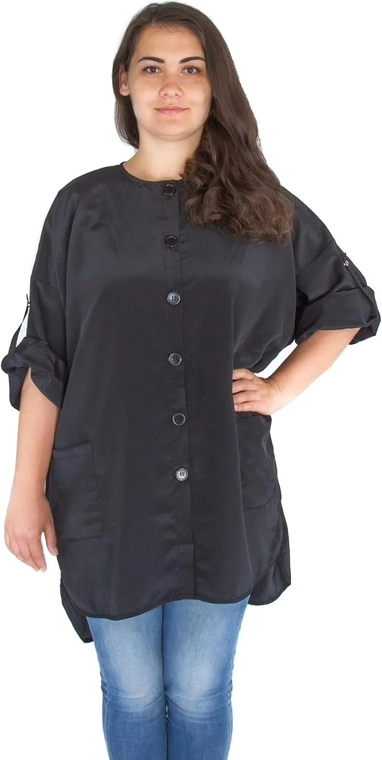 روپوش کیمونو آرایشگاه - روپوش مشکی سبک وزن پلی استر - روپوش اصلاح مو - روپوش آرایشگر، مشکی - سایز ایکس لارج، XL روپوش کیمونو آرایشگاه - روپوش مشکی سبک وزن پلی استر - روپوش اصلاح مو - روپوش آرایشگر، مشکی - سایز ایکس لارج، XL