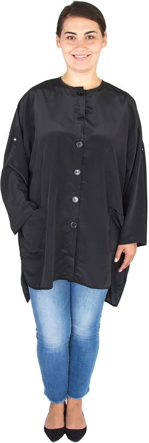 روپوش کیمونو آرایشگاه - روپوش مشکی سبک وزن پلی استر - روپوش اصلاح مو - روپوش آرایشگر، مشکی - سایز ایکس لارج، XL روپوش کیمونو آرایشگاه - روپوش مشکی سبک وزن پلی استر - روپوش اصلاح مو - روپوش آرایشگر، مشکی - سایز ایکس لارج، XL