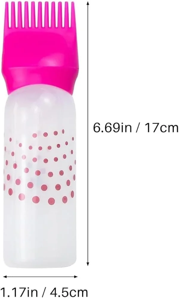 بسته 3 عددی بطری اپلیکاتور شانه ریشه مو – بطری فشاری پلاستیکی رنگارنگ 6 اونسی با مقیاس مدرج، ابزار اپلیکاتور رنگ مو سریع و کارآمد برای سالن خانگی، بطری اپلیکاتور روغن و رنگ مو